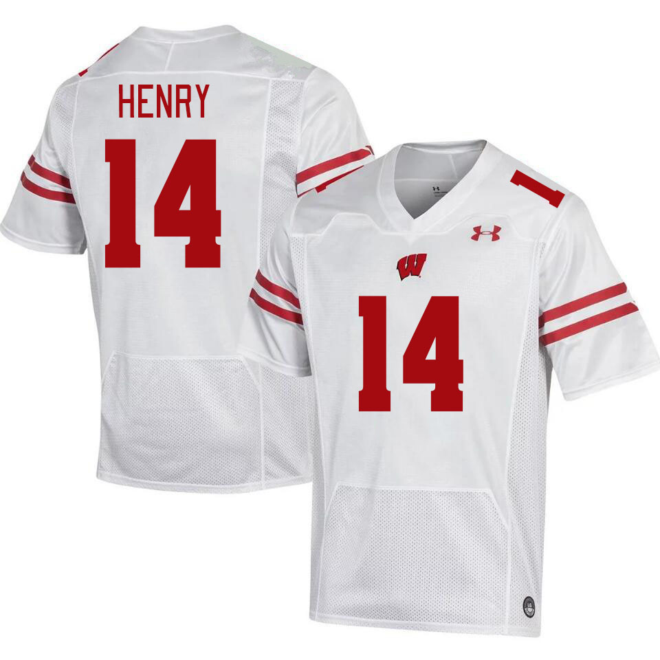 Men #14 Tyrell Henry Wisconsin Badgers College Football Jerseys Stitched-White